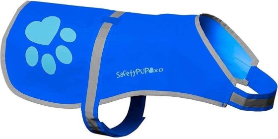 Blue Dog Reflective Vest M Size Hi Vis Fluorescent Visibility Helping to Safeguard Your Pet On Off Leash in Urban & Rural Areas