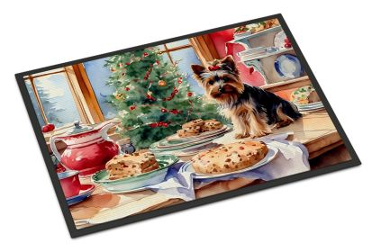 Yorkshire Terrier Yorkie Christmas Cookies Doormat Front Door Mat Indoor Outdoor Rugs for Entryway, Non Slip Washable Low Pile, 24H X 36W