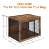 Dog Crate Furniture with Cushion, Wooden Dog Kennel Furniture, Heavy Duty Dog Cage, 40" Dog Kennel with Double Doors, Dog Crates for Large Dogs
