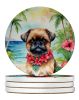 Brussels Griffon Luau Large Sandstone Coasters Pack of 4 Absorbent Round Coasters Decor Gifts for Men or Women, 4 in, Multicolor