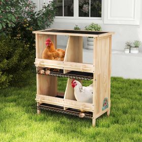 2-tier Chicken Coop with Nesting Boxes, Standing Poles, Waterproof Roof and Thermal Insulation Cotton