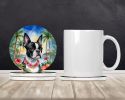 Boston Terrier Luau Large Sandstone Coasters Pack of 4 Absorbent Round Coasters Decor Gifts for Men or Women, 4 in, Multicolor