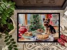 Yorkshire Terrier Yorkie Christmas Cookies Doormat Front Door Mat Indoor Outdoor Rugs for Entryway, Non Slip Washable Low Pile, 24H X 36W