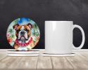 English Bulldog Luau Large Sandstone Coasters Pack of 4 Absorbent Round Coasters Decor Gifts for Men or Women, 4 in, Multicolor