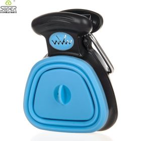 Dog Pet Travel Foldable Pooper Scooper With 1 Roll Decomposable bags Poop Scoop Clean Pick Up Excreta Cleaner (Color: Blue, size: l)