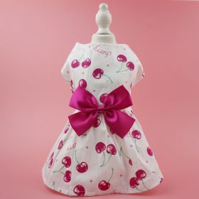 Summer Dog Dress; Pet Clothes With Bow Floral Pattern; Dog Skirt For Small & Medium Dogs (Color: Dark Pink, size: m)