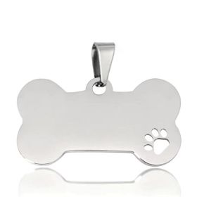 Stainless Steel Bone Shaped Pendant For Cat Collars; Metal Pendant For Pet Necklace; Pet Supplies (Color: Silver Grey, size: m)