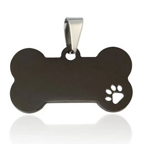 Stainless Steel Bone Shaped Pendant For Cat Collars; Metal Pendant For Pet Necklace; Pet Supplies (Color: Black, size: l)