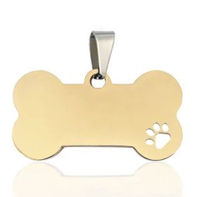 Stainless Steel Bone Shaped Pendant For Cat Collars; Metal Pendant For Pet Necklace; Pet Supplies (Color: Golden, size: l)