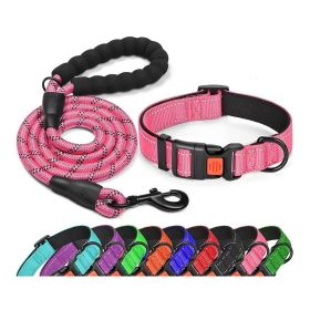 No Pull Dog Harness; Adjustable Nylon Dog Vest & Leashes For Walking Training; Pet Supplies (Color: Pink, size: l)