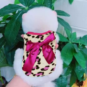 Winter Warm Pet Clothing For Small Dogs Soft Coral Vest Puppy Coat Leopard Print Dogs Costume (Color: Dark Pink, size: l)