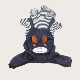 Pet Clother For Small & Medium Dogs; Cartoon Bear Design Dog Four-legged Jumpsuit; Pet Apparel (Color: Royal Blue, size: m)