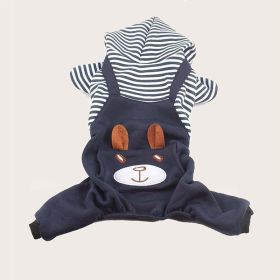 Pet Clother For Small & Medium Dogs; Cartoon Bear Design Dog Four-legged Jumpsuit; Pet Apparel (Color: Royal Blue, size: l)