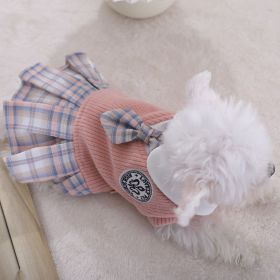 Sweet Bowknot Dog Sweater Dress; Winter Warm Pet Clothes; Costume For Small Medium Large Dog & Cat (Color: Pink, size: m)