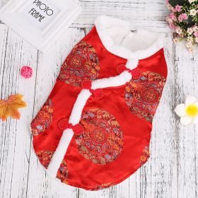 Chinese New Year Fleece Cat Clothes Coat; Pet Jacket Costumes; Tang Suits For Small Medium Dogs (Color: Red, size: m)