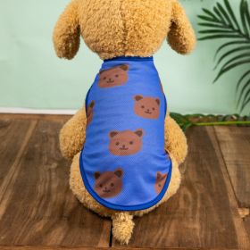 Pet Clothes; Summer New Pet Dog Clothes Thin Vest Bird's Eye Printing; Pet Clothes For Dogs And Cats (Color: Blue, size: l)