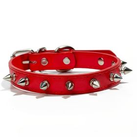 Anti-Bit Pet Necklace; Durable Dog Rivet Collar For Puppy; Pet Supplies (Color: Red, size: s)