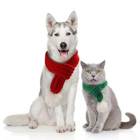 Pet knit Christmas scarf Creative teddy scarf cat dog pet supplies pet clothing dog scarf; cat scarf (colour: red, size: l)