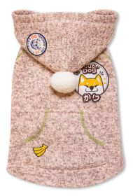 Touchdog Hippie Embellished Designer Sleeveless Pompom Pet Dog Hooded Sweater (Color: light pink, size: medium)