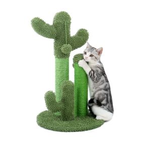 Pet Supplies Cute Cactus Tree Pet Cat Toy  With Ball Scratching Post (Color: Green, size: l)