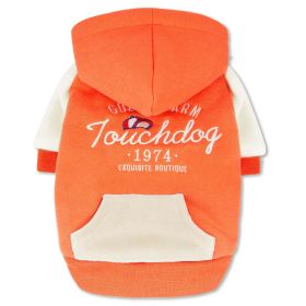 Touchdog 'Heritage' Soft-Cotton Fashion Dog Hoodie (Color: Orange)