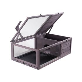 VEVOR Tortoise Habitat Wooden Tortoise House Indoor & Outdoor 2-Room 38x24x13in (Default: Default)